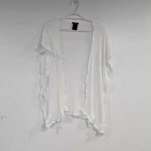 Reitmans Swim Coverup with Lace Trim White Size OS One Size